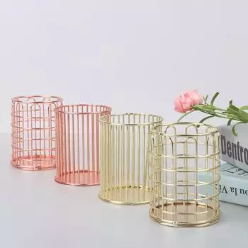 Настольный держатель для ручек, офисный школьный футляр для хранения, металлический, золотой, розовый, золотой ящик, настольная ручка, органайзер для карандашей, домашний декор, для хранения макияжа