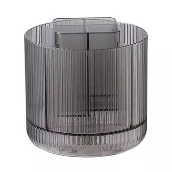 Настольный держатель для ручек с несколькими отделениями, большая вместительная вращающаяся на 360 градусов прозрачная косметическая коробка для кистей для макияжа, губная помада, подводка для глаз бежевый