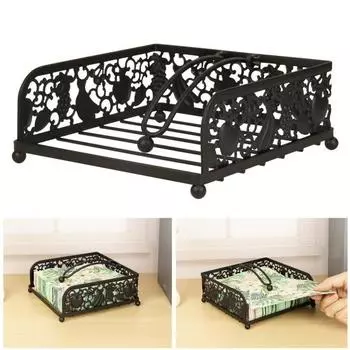 Настольный держатель для салфеток с ветрозащитным утяжеленным кронштейном, полый дизайн, фруктовый декор, большая вместимость, обеденный плоский диспенсер для салфеток на открытом воздухе, кухня