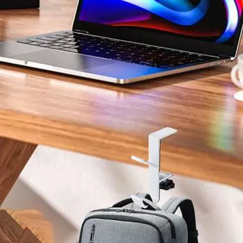 Настольный держатель для сумки, крючок для вешалки рюкзака, прочный, несущий нагрузку, устойчивый к ржавчине, простая установка, универсальное использование, держатель для наушников, крючок для сумки белый