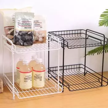 Настольный двухъярусный стеллаж для хранения вещей Организация офисного стола Косметика Канцелярские принадлежности Книжная полка Кухня Спальня Утюг Органайзеры для произведений искусства белый