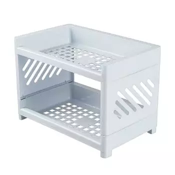 Настольный двухслойный пластиковый стеллаж для хранения офисных канцелярских принадлежностей, органайзер для стола, коробка для косметики и St U8S9 White-One size
