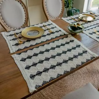 Настольный флаг, праздничное украшение, атмосфера, длинная скатерть с бахромой, тканый жаккардовый чехол для журнального столика 30*45cm