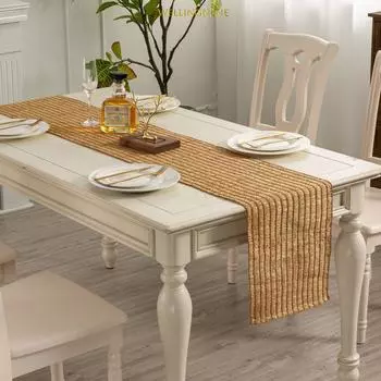 Настольный флаг страны, соломенная однотонная длинная скатерть, винтажная декоративная дорожка для стола 30x120cm соломенный