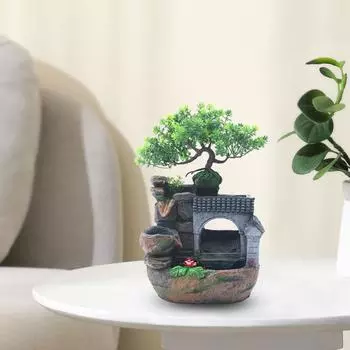 Настольный фонтан для помещений, водопад, фонтан, украшение со светодиодной подсветкой для домашнего офиса