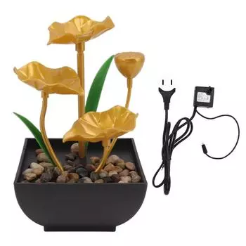 Настольный фонтан из пластика со светодиодными лампами, фонтан с бегущей водой, украшения для офиса, вилка США 110 В