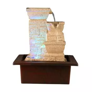 Настольный фонтан из полирезины для помещений и улицы с LED-подсветкой для домашнего декора, декоративный экспонат