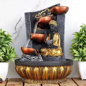 Настольный фонтан из полирезины для помещений и улицы со светодиодными лампами для домашнего декора, украшения, подарочного подарка