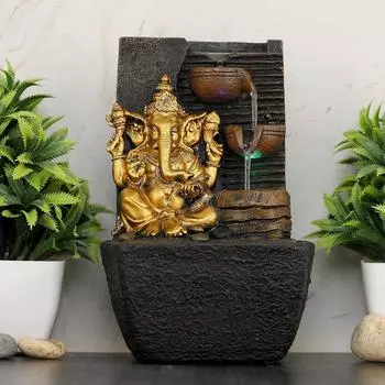 Настольный фонтан из полирезины для помещений и улицы со светодиодными лампами, украшение для дома, подарочный подарок