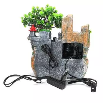 Настольный фонтан с имитацией скалы и легким домашним декором (Отсутствие эффекта распыления )