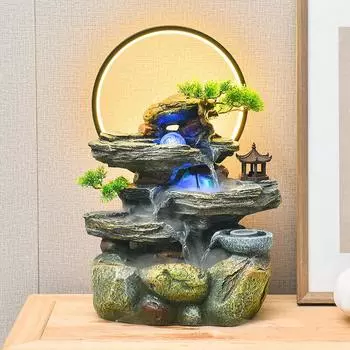 Настольный фонтан с каменной горкой - украшение в виде колеса фэн-шуй с циркулирующей водой для офиса или дома.