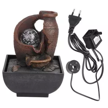 Настольный фонтан с падающей водой, украшение со светодиодной подсветкой, декор для двора дома, вилка EU