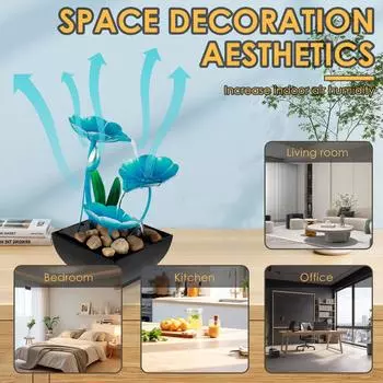 Настольный фонтан с питанием от USB, небольшой водопад в виде лотоса с камнями, релаксация, креативные фонтаны, настольный водопад, украшение, мини