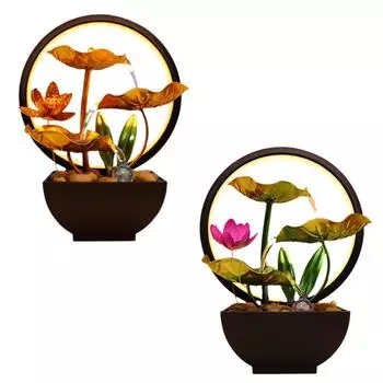 Настольный фонтан с подсветкой, коллекционная фигурка, комнатный фонтан для домашнего декора, спальни, офиса, внутреннего сада, гостиной золотой