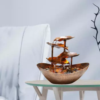 Настольный фонтан с водопадом и светодиодной подсветкой, поделки в стиле ретро с насосом для офиса