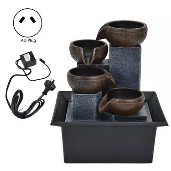 Настольный фонтан с желтым светодиодным светом, фен-шуй, релаксация, украшение для рабочего стола, украшениеAU