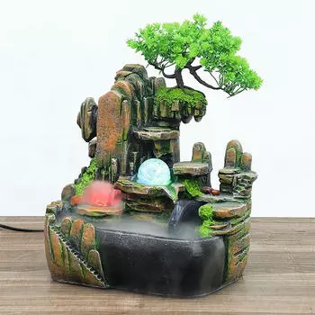 Настольный фонтан со световым украшением стола Циркулирующий водяной шар Мини-водопад для дома with mist