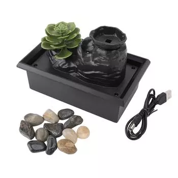 Настольный фонтан-водопад со светодиодной желтой подсветкой, имитирующий сочную циркулирующую проточную воду USB