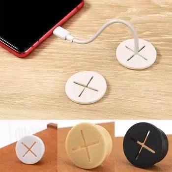 Настольный кабельный ввод, гибкий силиконовый кабель, крышки для отверстий для проводов, круглый органайзер для проводов, кабельный проход для офисного компьютерного стола белый