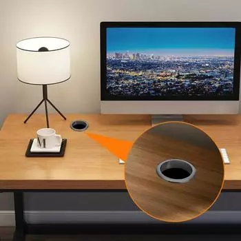 Настольный кабельный ввод Крышка кабельного отверстия Высокая прочность Съемный Универсальный Простая установка провода серебряный