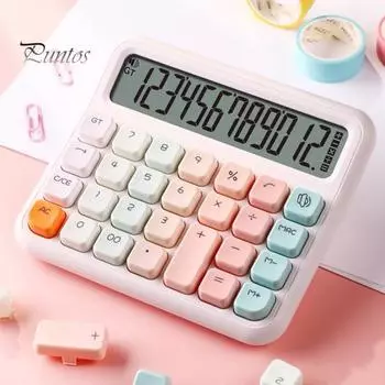 Настольный калькулятор, голосовой/бесшумный, на батарейках, 12-значные квадратные кнопки, большой ЖК-дисплей, портативный студенческий финансовый калькулятор, офисные принадлежности B белый