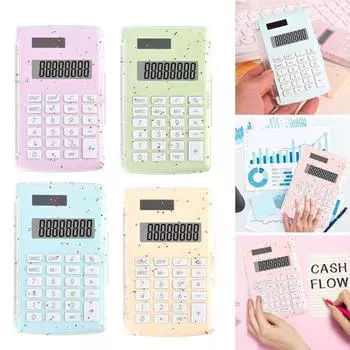 Настольный калькулятор на солнечной батарее, 8 цифр, большие кнопки, большой ЖК-дисплей, портативный студенческий финансовый калькулятор, офисные принадлежности розовый