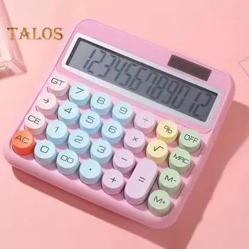 Настольный калькулятор с большими кнопками Большой экран Двойной источник питания 12-значный калькулятор на солнечной энергии Офисные принадлежности розовый