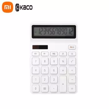Настольный калькулятор Xiaomi Youpin KACO LEMO, фотоэлектрический двойной Dive, 12-цифровой дисплей, интеллектуальное отключение для школы, офиса, дома