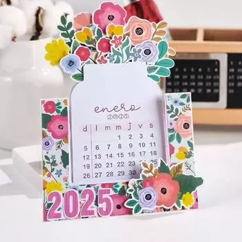 Настольный календарь 2025 Blooming Flower, съемный ежемесячный планировщик, уникальный графический дизайн в виде вазы, домашний офис, декоративный календарь-планировщик, подарок Flower