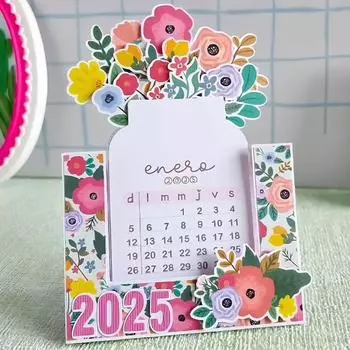 Настольный календарь 2025 Blooming Flower, съемный ежемесячный планировщик, уникальный графический дизайн в виде вазы, домашний офис, декоративный календарь-планировщик, подарок Flower