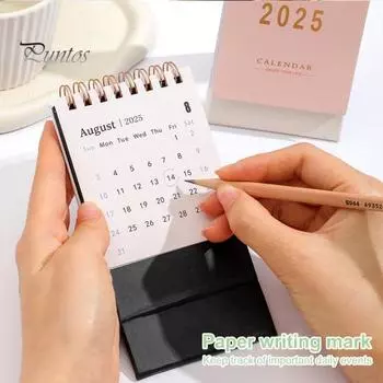 Настольный календарь 2025, ежегодный планировщик, перекидной календарь со спиральным списком дел, органайзер для расписания, домашний офис, школьные принадлежности чёрный