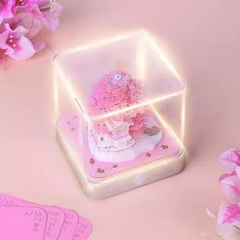 Настольный календарь 2025 года, бумажная скульптура, 3D-наклейки, панорамная бумажная скульптура с изображением цветущей вишни, креативные подарки розовый