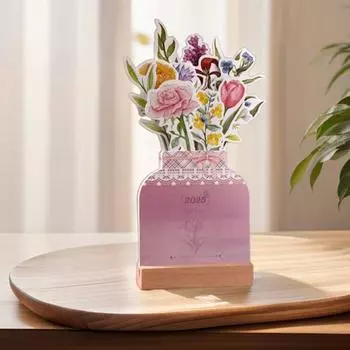 Настольный календарь 2025 года на 12 ежемесячных карточек с деревянной подставкой. Планировщик на месяц. Panda