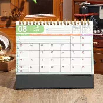 Настольный календарь 2025 года, небольшой перекидной настольный календарь, ежемесячный планировщик для домашнего офиса, аксессуар для планирования и организации розовый