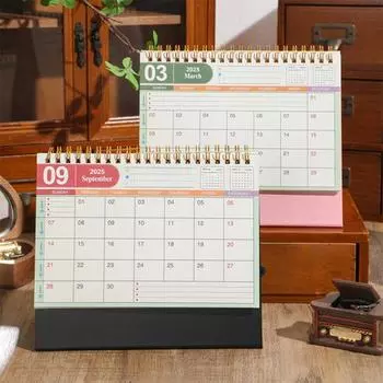 Настольный календарь 2025 года, небольшой перекидной настольный календарь, ежемесячный планировщик для домашнего офиса, аксессуар для планирования и организации розовый