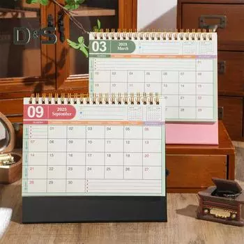 Настольный календарь 2025 года, небольшой перекидной настольный календарь, ежемесячный планировщик для домашнего офиса, аксессуар для планирования и организации розовый