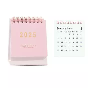 Настольный календарь 2025 Годовой планировщик Настольный перекидной календарь на спирали Список дел Органайзер расписания Принадлежности для дома, офиса, школы розовый