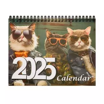 Настольный календарь-ежемесячник с четким изображением, яркий цветной календарь на 2025 год с изображением стильных кошек на каждый день