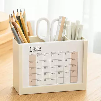 Настольный календарь на 12 месяцев с аксессуарами для держателей для ручек Персональный ежедневник для белый