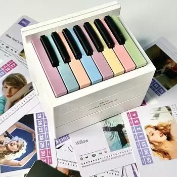 Настольный календарь на 2024 год, мини-игровой настольный календарь для фортепиано с 52 музыкальными партитурами, перезаряжаемый через USB портативный календарь для фортепиано белый