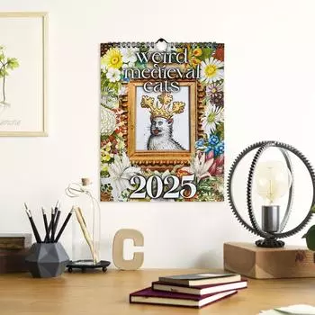 Настольный календарь на 2025, 12 месяцев, настенный календарь с разными узорами, легко повесить