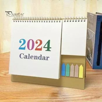 Настольный календарь на английском языке на 2024 год с этикетками для карманного блокнота на 12 месяцев с января по декабрь 2024 года, двухпроводной переплет, ежемесячный планировщик расписания для дома, офиса и школы синий