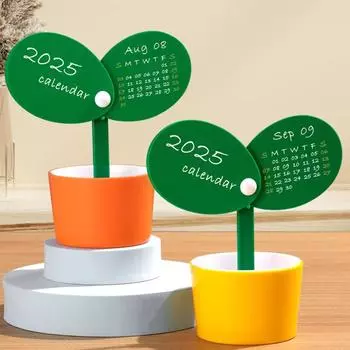 Настольный календарь с цветочным рисунком 2025 года, держатель для ручек с подставкой, креативное украшение настольного календаря, украшение дома, настольный календарь One Size оранжевый