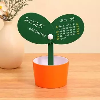 Настольный календарь с держателем для ручек на 2025 год. Ежемесячный календарь с горшками для растений и держателем для ручек оранжевый