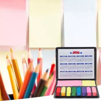 Настольный календарь с красочными липкими заметками, легко отделяемый, сильная липкость, календарь на 2024 год, липкие блокноты, офисные принадлежности A