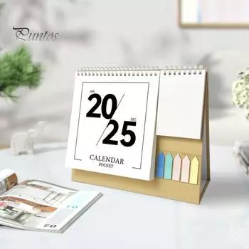 Настольный календарь Янв. по декабрь 2025 г. 12-месячный настольный календарь с перекидным экраном и блокнотами для организации расписания и управления временем Sets розовый/белый