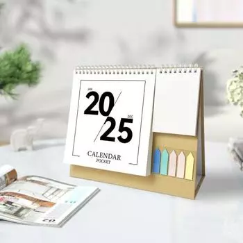 Настольный календарь Yousheng Январь. по декабрь 2025 г. 12-месячный настольный календарь с перекидным экраном и блокнотами для организации расписания и управления временем Sets чёрный/белый