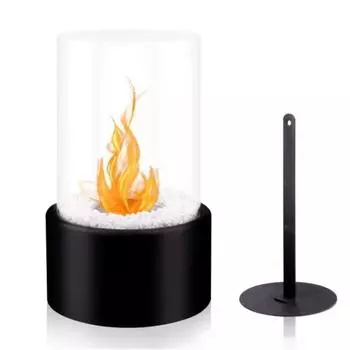 Настольный костер с прозрачным стеклянным покрытием для внутреннего и наружного использования на заднем дворе, балконе, патио, камин, прочная переносная печь, горелка, украшение S чёрный