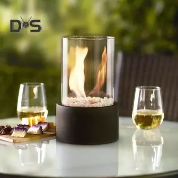 Настольный костер с прозрачным стеклянным покрытием для внутреннего и наружного использования на заднем дворе, балконе, патио, камин, прочная переносная печь, горелка, украшение S чёрный
