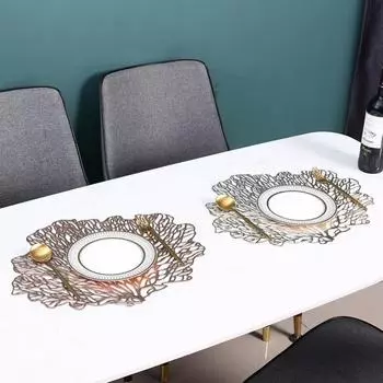 Настольный коврик, термостойкий кухонный коврик для столовых приборов, стильный коврик для обеденного стола коралловой формы для украшения дома золотистый